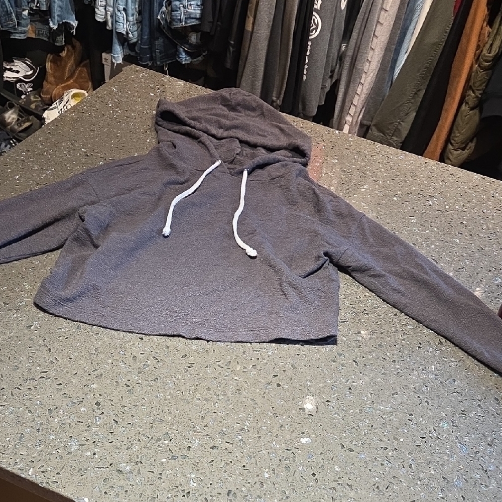 Gray Cropped Hoodie